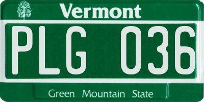 VT license plate PLG036