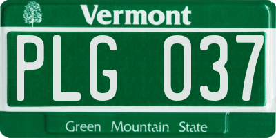 VT license plate PLG037