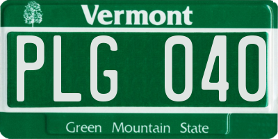 VT license plate PLG040
