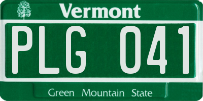 VT license plate PLG041