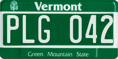 VT license plate PLG042