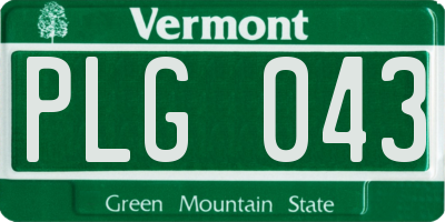 VT license plate PLG043