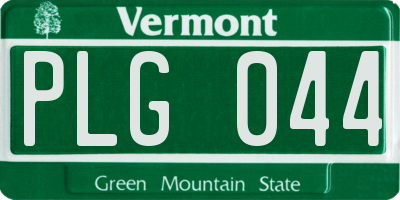 VT license plate PLG044