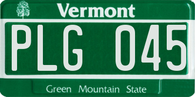 VT license plate PLG045