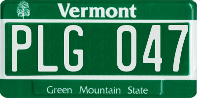 VT license plate PLG047