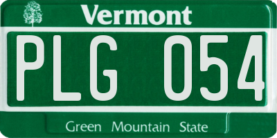 VT license plate PLG054