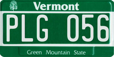 VT license plate PLG056