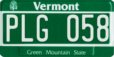 VT license plate PLG058