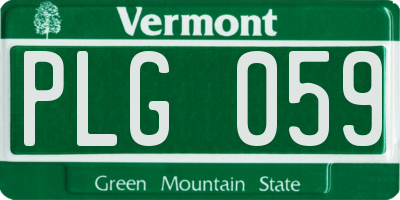 VT license plate PLG059