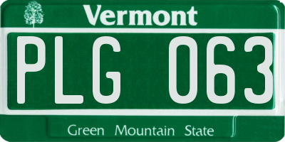 VT license plate PLG063