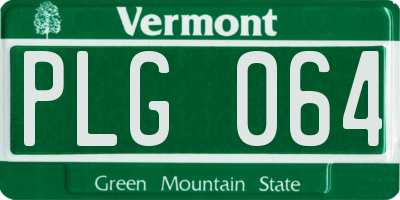 VT license plate PLG064