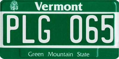 VT license plate PLG065