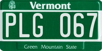 VT license plate PLG067