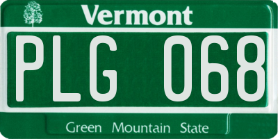 VT license plate PLG068