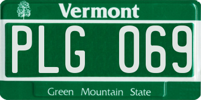 VT license plate PLG069