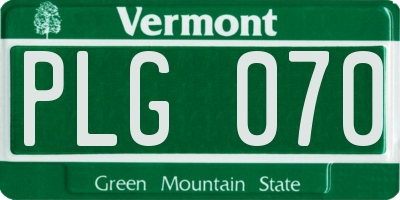 VT license plate PLG070