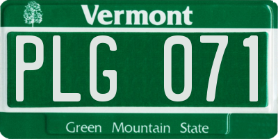 VT license plate PLG071