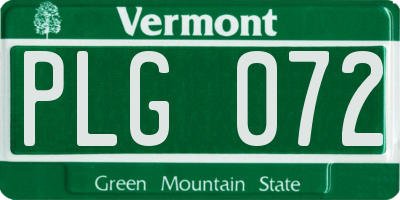 VT license plate PLG072