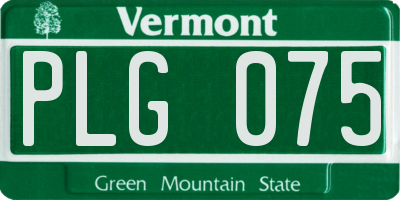 VT license plate PLG075