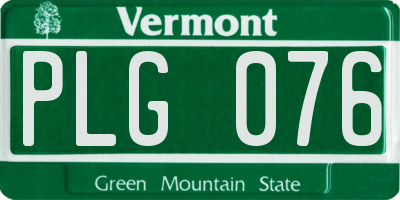 VT license plate PLG076