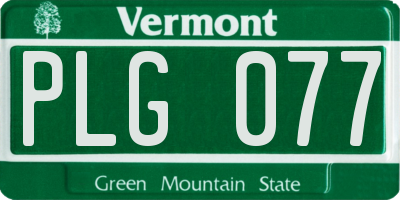 VT license plate PLG077