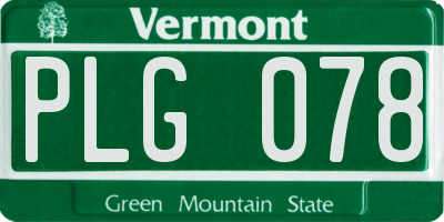 VT license plate PLG078