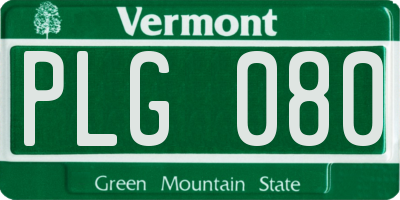 VT license plate PLG080