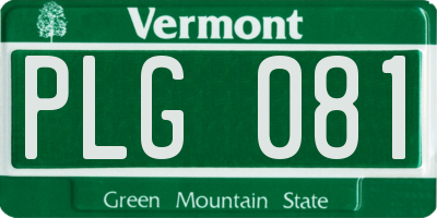 VT license plate PLG081