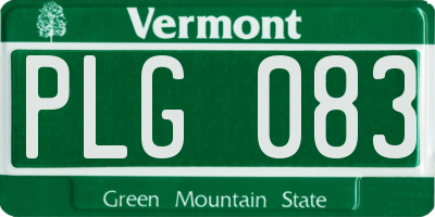 VT license plate PLG083