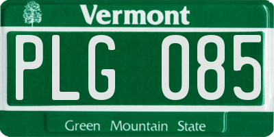 VT license plate PLG085