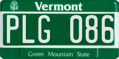 VT license plate PLG086