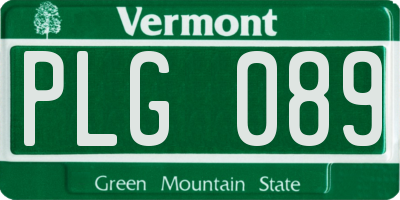 VT license plate PLG089