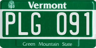 VT license plate PLG091
