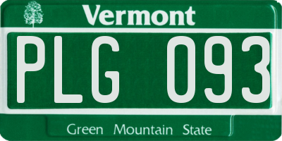 VT license plate PLG093