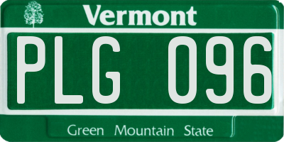 VT license plate PLG096