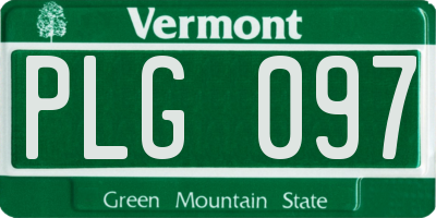 VT license plate PLG097