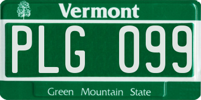 VT license plate PLG099