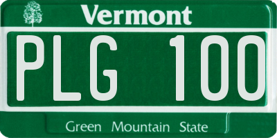 VT license plate PLG100