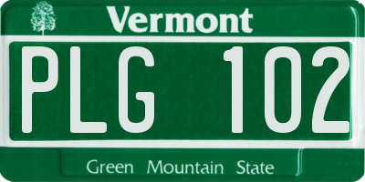 VT license plate PLG102