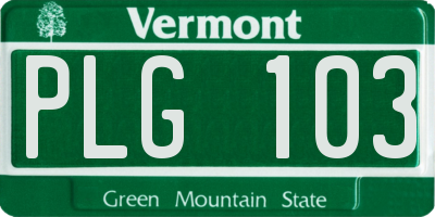 VT license plate PLG103