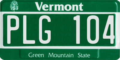 VT license plate PLG104