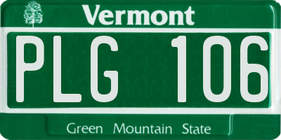 VT license plate PLG106