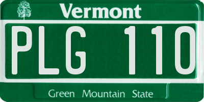 VT license plate PLG110