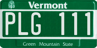 VT license plate PLG111