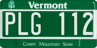 VT license plate PLG112