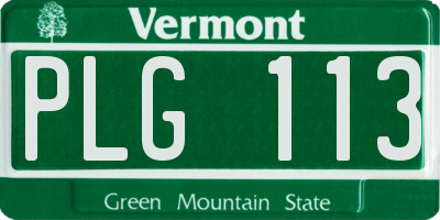 VT license plate PLG113