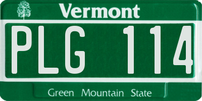 VT license plate PLG114