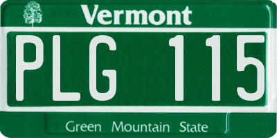 VT license plate PLG115