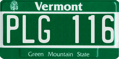 VT license plate PLG116