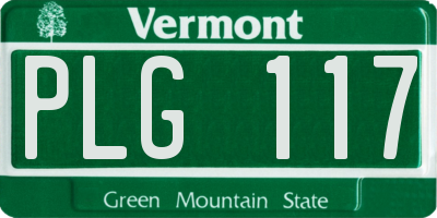 VT license plate PLG117